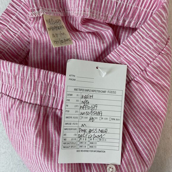 Girls Pajama Set Size M/L‎ Pink Pin Stripe Collared Button Up Shirt Shorts - Picture 7 of 10